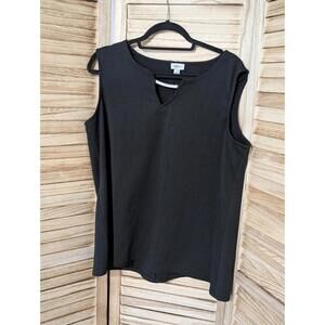 Avenue Tank Top Women 18/20 Black Stretch Sleeveless Pullover V-Neck